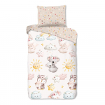 Pruun-beež puuvillane laste voodipesu &uuml;heinimesevoodile 140x200 cm Hugs - Good Morning