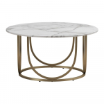 Valge-kuldne &uuml;mmargune kohvilaud marmorist dekooriga, &oslash; 79 cm Gwyneth - CosmoLiving by Cosmopolitan