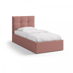 Roosa polsterdatud &uuml;heinimesevoodi koos panipaiga ja voodip&otilde;hjaga 90x200 cm Phaedra - Micadoni