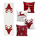 Komplekt 4 j&otilde;ulupadjakatet ja lauajooksikut J&otilde;ulud Tartan - Minimalist Cushion Covers