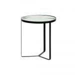 Kovov&yacute; odkl&aacute;dac&iacute; stolek se&nbsp;skleněnou deskou WOOOD Fly, ⌀&nbsp;45&nbsp;cm