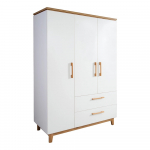 Valge laste riidekapp tammepuust 135x200 cm Finn - Roba
