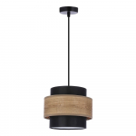 Rippvalgusti tekstiilist varjuga must-puiduv&auml;rvi &oslash; 20 cm Twin - Candellux Lighting