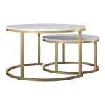 Valged-kuldsed &uuml;mmargused kohvilauad marmorist dekooriga, &oslash; 79 cm, 2 tk komplektis Amelia - CosmoLiving by Cosmopolitan