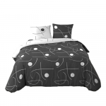 Valge/tumehall 3-osaline kaheinimese/eriti pikk mikrokiust tekikott 240x220 cm Sonate - douceur d'int&eacute;rieur