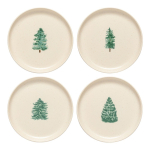 4 kreemjat magustoidutaldrikut komplektis j&otilde;ulumotiiviga, kivikeraamikast, &oslash; 22 cm Pacifica Christmas Tree - Casafina