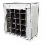 Must-valge tekstiilist jalatsiriiul Jalatsid, 25 lahtrit - Compactor