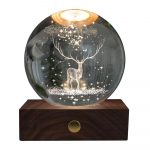 Tumepruun p&auml;hklipuidust LED dimmerdatav laualamp klaasist varjuga (k&otilde;rgus 12 cm) Amber - Gingko
