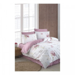 Valge-roosa 3-osaline pikendatud voodipesu &uuml;heinimesevoodile koos linaga 160x220 cm Floral - Mila Home