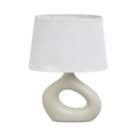 Valge-beež keraamiline lauavalgusti tekstiilist varjuga (k&otilde;rgus 30 cm) - Casa Selecci&oacute;n