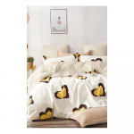 Kollane Renforc&eacute; puuvillane voodipesu kaheinimesevoodile koos linaga/4-osaline 200x220 cm Double Heart - Mila Home