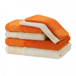 Oranžid/beežid froteest puuvillased k&auml;ter&auml;tid ja saunalinad komplektis 6 tk Bellis &ndash; Restilo