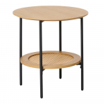 &Uuml;mmargune abilaud tammepuust dekoratsiooniga, &oslash; 50 cm Pensacola - Unique Furniture
