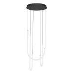 Valge/mattmust terasest h&auml;mardatav LED-rippvalgusti akr&uuml;&uuml;lklaasist varjuga, &oslash; 41 cm Topaz - Nova Luce