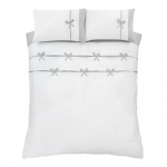Valge ja hall voodipesu , 135 x 200 cm Milo Bow - Catherine Lansfield