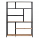 Must tammedekooriga raamaturiiul 135x185 cm Seaford - Actona