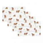 Puuvillased laualinad 4tk komplektis 30x46 cm Angus Highland Cow - Catherine Lansfield