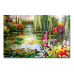Seinamaal l&otilde;uendil Impressionistlik aed, 70 x 45 cm Claude Monet - Colorful Water Lily Pond - Wallity