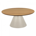 Kreem &uuml;mmargune tammespoonist diivanilaud &oslash; 85 cm Soli - Actona