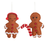 K&auml;sitsi valmistatud tekstiilist j&otilde;ulukaunistused, 2 tk, 6,5 cm Gingerbread Couple &ndash; Sass & Belle