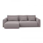 Lavendlililla sametist lahtik&auml;iv/panipaigaga nurgadiivan (vasak nurk/laiendiga) Kapua &ndash; Makamii