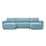 Helesinine velvetist U-kujuline nurgadiivanvoodi Nihad - Bobochic Paris