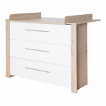 Valge-puiduv&auml;rvi tammedekooriga madal kummut koos m&auml;hkimislauaga 112x98 cm - Roba