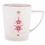 Valge portselankruus j&otilde;ulumustriga 380 ml Xmas Tree &ndash; Dakls