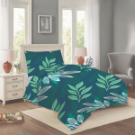 Petrooleumiv&auml;rvi puuvillane voodipesu &uuml;heinimesevoodile 140x200 cm Leona - Cotton House