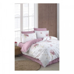 Valge-roosa 4-osaline pikendatud voodipesu kaheinimesevoodile koos linaga 200x220 cm Floral - Mila Home