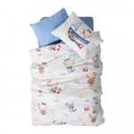 Valge-sinine Renforc&eacute; puuvillast 4-osaline laste voodipesu komplekt 100x150 cm Seaman - Mijolnir