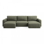 Roheline velvetist panipaigaga nurgadiivanvoodi (U-kujuline) Kona - Makamii