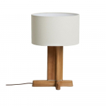 Valge/pruun kummipuust laualamp tekstiilist varjuga (k&otilde;rgus 48 cm) Niani - Kave Home