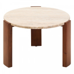 Pruun/hele naturaalne &uuml;mmargune kohvilaud marmorist pealispinnaga &oslash; 60 cm Palermo - Premier Housewares