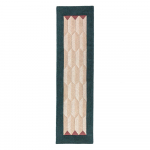 K&auml;sitsi kootud villane jooksja naturaalses/rohelises v&auml;rvitoonis 60x230 cm Apex Border Wool - Flair Rugs