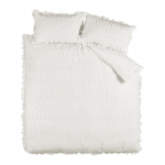 Valge pikendatud krepp-voodipesu kaheinimesevoodile 230x220 cm Seersucker Frill - Catherine Lansfield