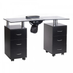 Manik&uuml;&uuml;rilaud tolmukoguriga MANICURE DESK ELEGANCE GLASS BLACK