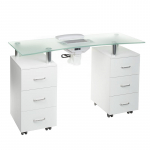 Manik&uuml;&uuml;rilaud tolmukoguriga MANICURE DESK ELEGANCE GLASS WHITE