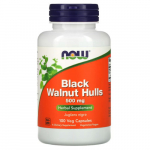 NOW Foods Black Walnut Hulls 500mg Must p&auml;hkel, 100 kapsulit