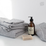 Light Grey Linen & Cotton Honeycomb Waffle Towel Vannir&auml;tik 100x140cm