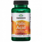 SWANSON Folic Acid Cardiovascular and Prenatal Health 800mcg Foolhape, 250 kapslit