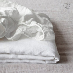 Linen Tales White Linen Fitted Sheet Kummiga linane lina, 200x200x30