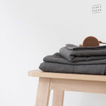 Charcoal Linen Fine Waffle Towel Linane vannir&auml;tik 75x125cm