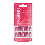 Nail HQ Square Cherry Glaze Nails Elegantsed, keskmise pikkusega, ruudukujulised kunstk&uuml;&uuml;ned Kit 24 tk