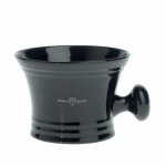 Edwin Jagger Porcelain Shaving Bowl with Handle Portselanist raseerimiskauss koos k&auml;epidemega, Black
