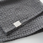 Linen Tales Dark Grey Linen & Cotton Honeycomb Waffle Towel, 50x70cm