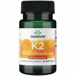 SWANSON Natural Vitamin K2 100mcg Bone and Cardiovascular Health Looduslik K2-vitamiin, 30 kapslit