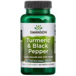 SWANSON Turmeric & Black Pepper Toidulisand kurkumi koos musta pipraga, 60 kapslit