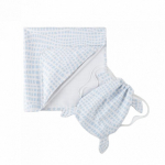 Norwex Kids Hooded Beach Towel Laste rannar&auml;tik kapuutsi ja seljakotiga, White with Blue Squares