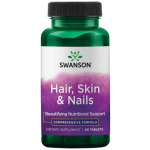 SWANSON Hair, Skin & Nails Beautifying Nutritional Support Kompleks juustele, nahale ja k&uuml;&uuml;ntele, 60 kapslit